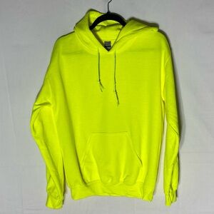 Gildan Vibrant Neon Yellow Pullover Hoodie Safety PPE Work Wear S